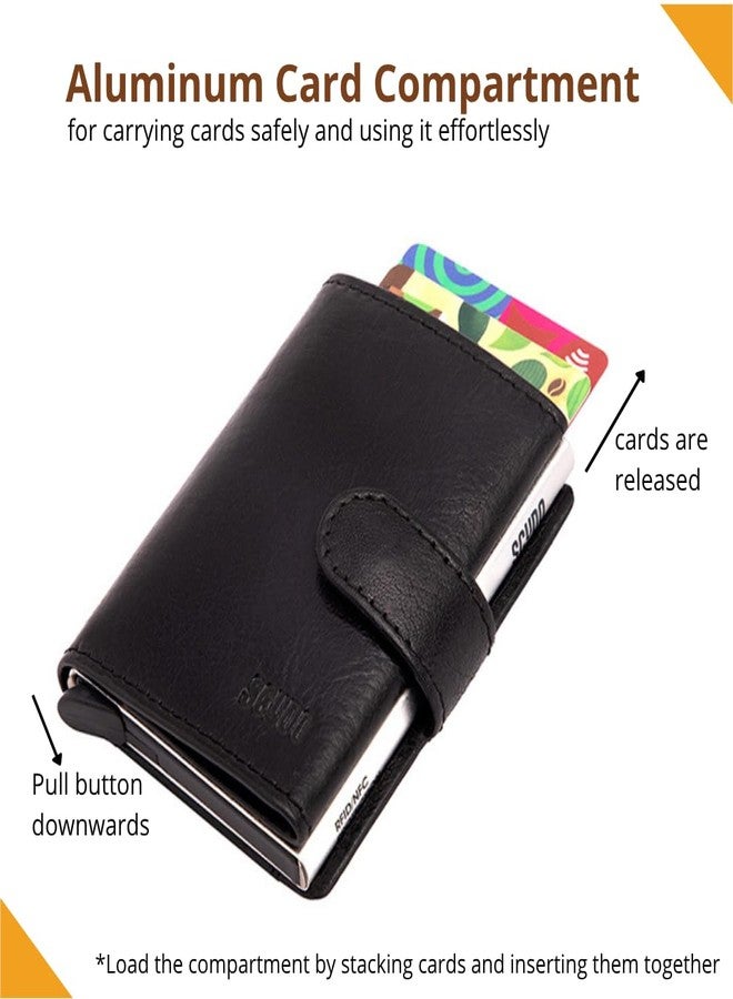 Scudo Genuine Leather RFID Protected Slim Card Holder Wallet for Men & Women (Tuscany) (Black) - Image 5